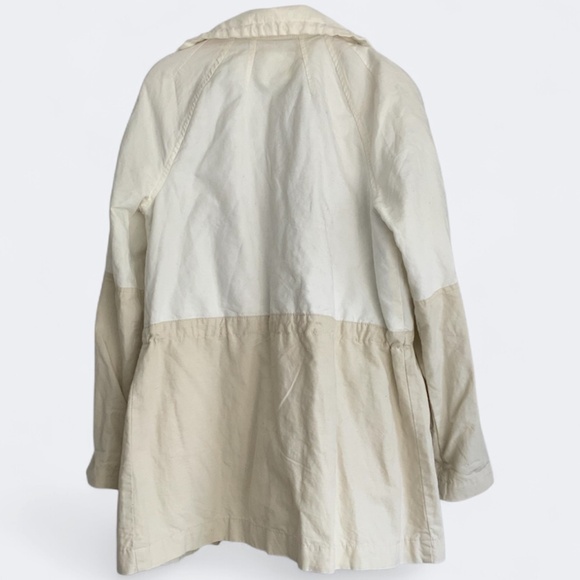 LOFT Anorak Jacket Neutral Linen Cotton Colorblock Drawstring Waist SZ XS (S) - Picture 5 of 13